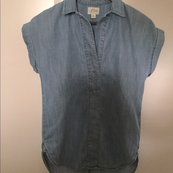 JCREW Sz00 Short Sleeve Denim Collared Tunic - Picture 1 of 3